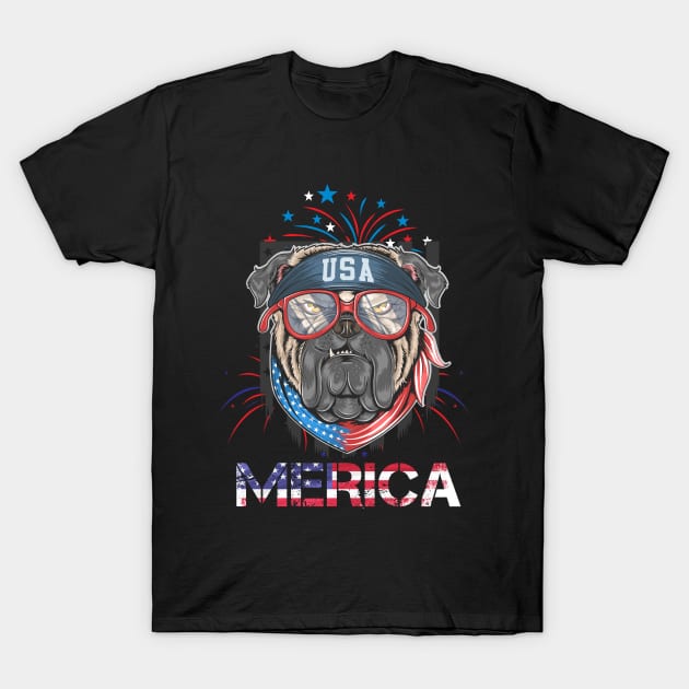 Cute Dog Merica Memorial Day Patriot T-Shirt by CoolFuture